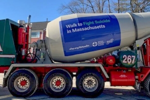 Ready mix truck with American Foundation Suicide Prevention Wrap